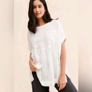 We The Free People Moon City Babydoll - White Linen Blend Medium